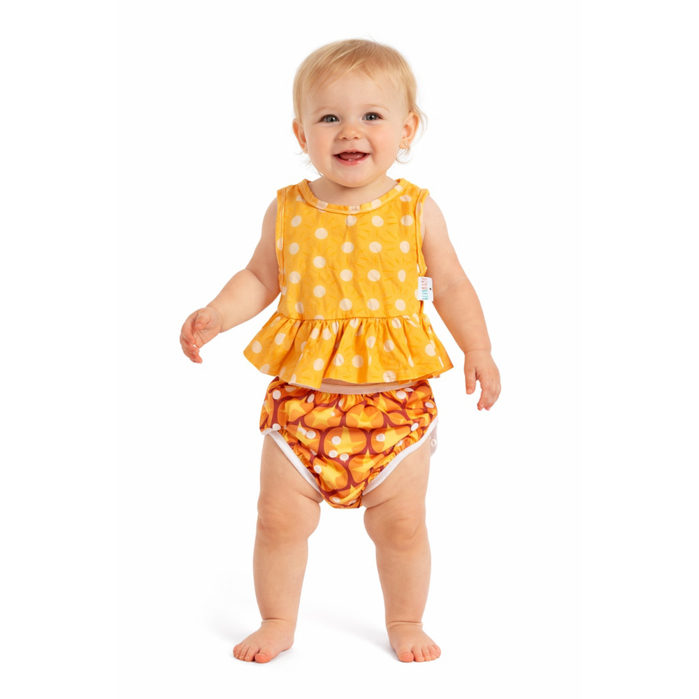 Toddler Girl’s Reusable Swim Diaper & Matching Swim Top Set – Size L – NIP